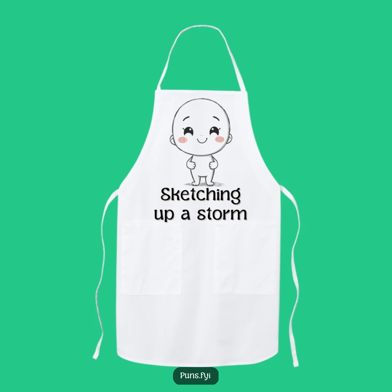 Funny Pencil Art Apron: Chef's Smiling Creator, Humorous Kitchenwear, Ideal Funny Gift