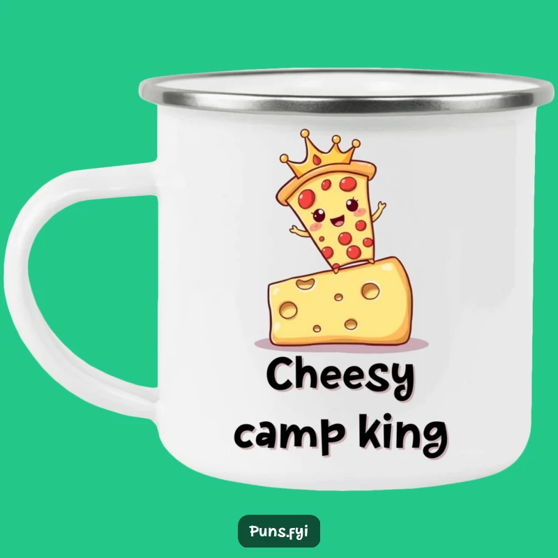 Funny Pizza King Camping Mug: Royal Cheese Outdoors Design, Hilarious Gift for Campers
