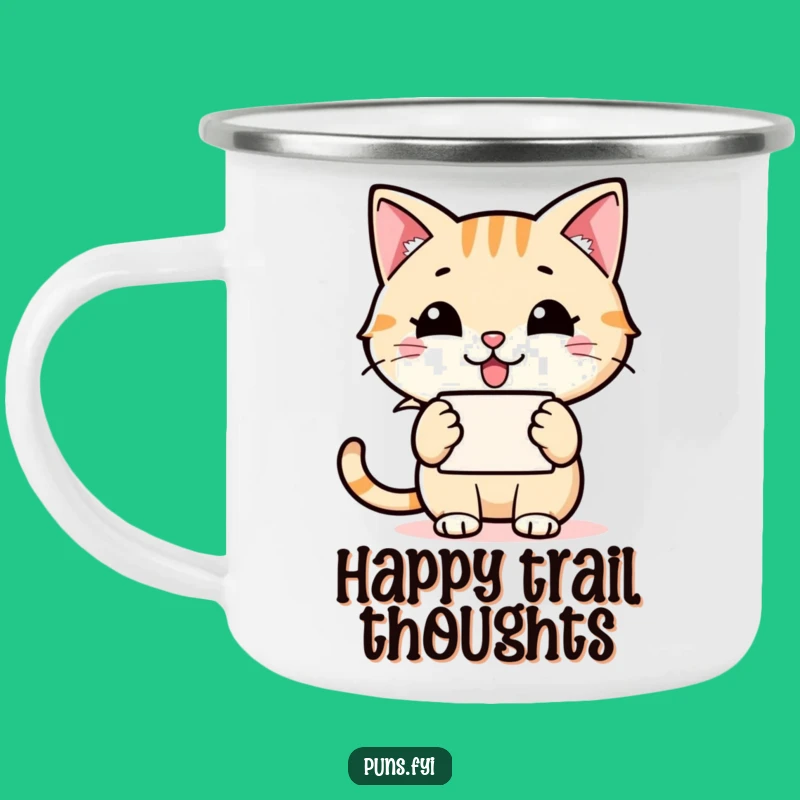 Funny Cat Speech Bubble Camping Mug: Chatty Outdoors, Perfect Gift