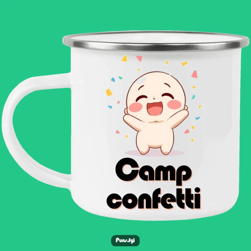 Funny Confetti Character Camping Mug - Hilarious Companion for Celebrations