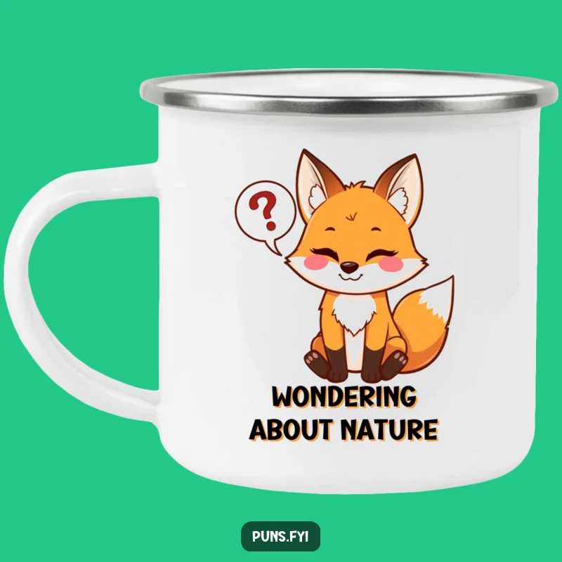 Funny Mischievous Fox Camping Mug: Cozy Sips with Puzzling Thoughts