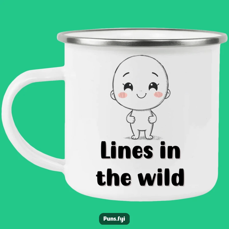 Funny Pencil Art Camping Mug: Smiling Creator, Durable & Hilarious Outdoor Mug, Great Funny Gift