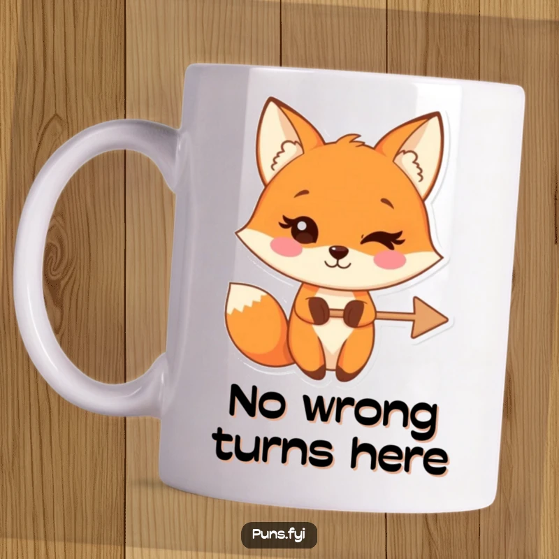 Funny fox character winking suggestively while holding a crossed-out arrow, embodying playful rejection and smart humor.