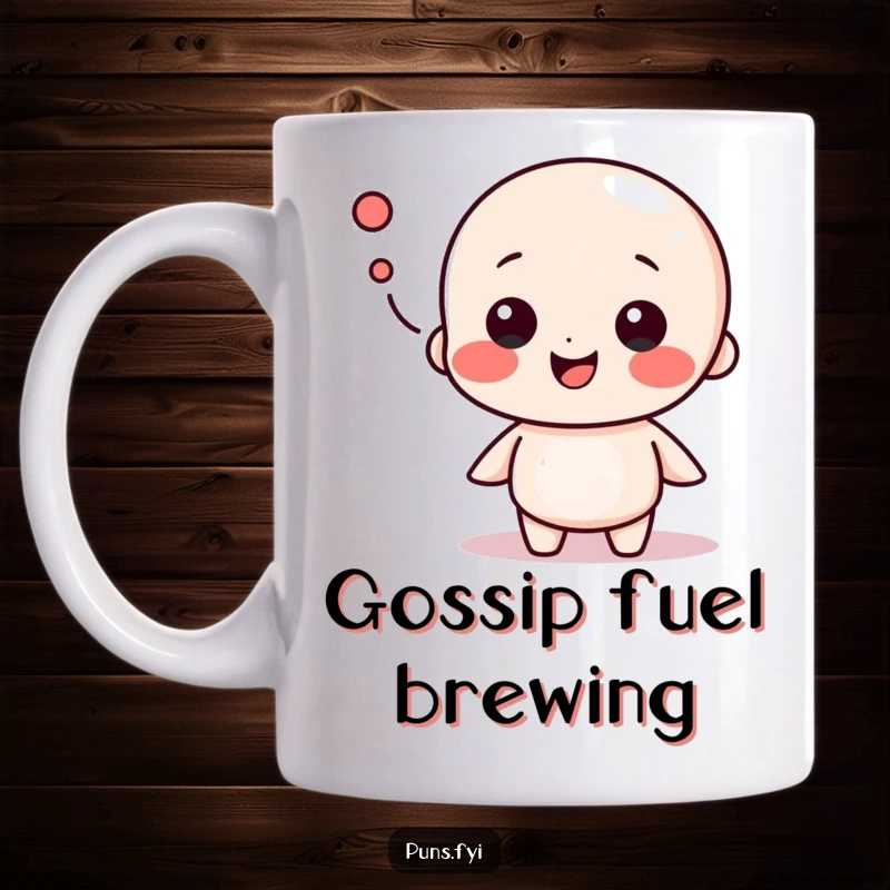 Funny mug featuring a playful speech bubble character actively engaged in lively conversation, symbolizing communication and humor, a great funny gift.