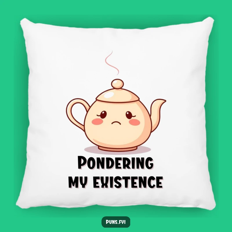 Funny Confused Teapot Pillow: Cozy Comfort for Puzzling Moments!