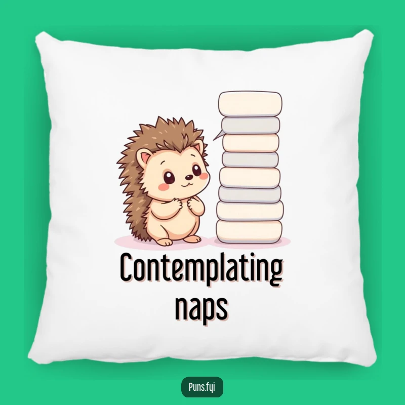 Funny Thoughtful Hedgehog Pillow: Snuggle Up with This Wise Kawaii Cushion