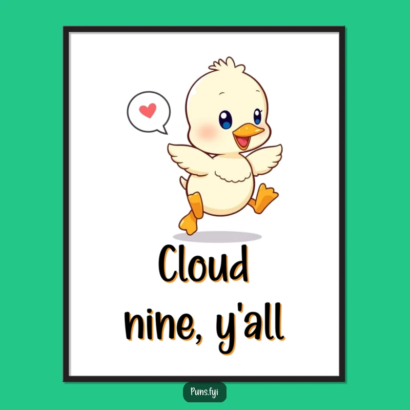 Funny Happy Duckling Digital Print: Joyful Kawaii Art for Instant Cheer
