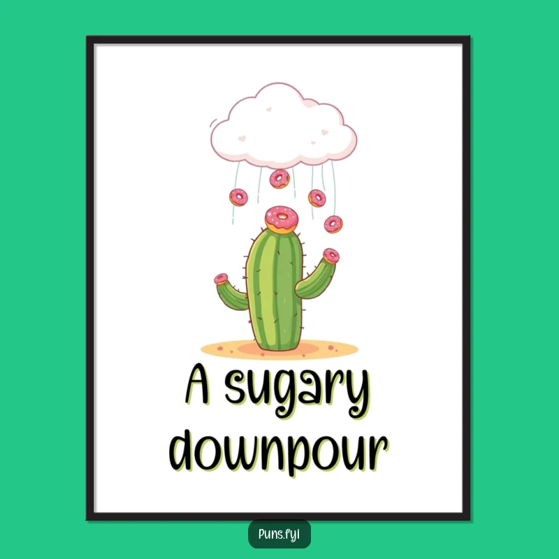 Funny Donut Cloud Cactus Digital Art Print: Instant Sweet Decor for Your Walls!
