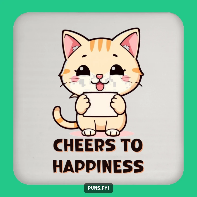 Funny Cat Speech Bubble Coaster: Grinning Protection, Perfect Party Gift