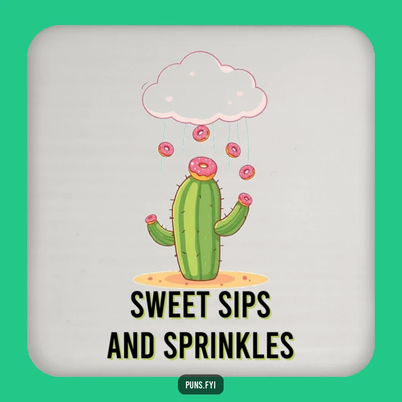 Funny Donut Cloud Cactus Coaster: Protect Surfaces with Sweet, Hilarious Charm!