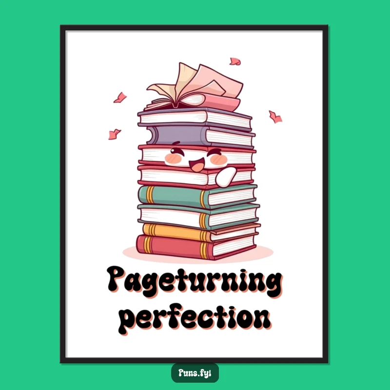 Funny Book Stack Poster: Joyful Reader Art Print, Whimsical Wall Decor, Perfect Funny Gift