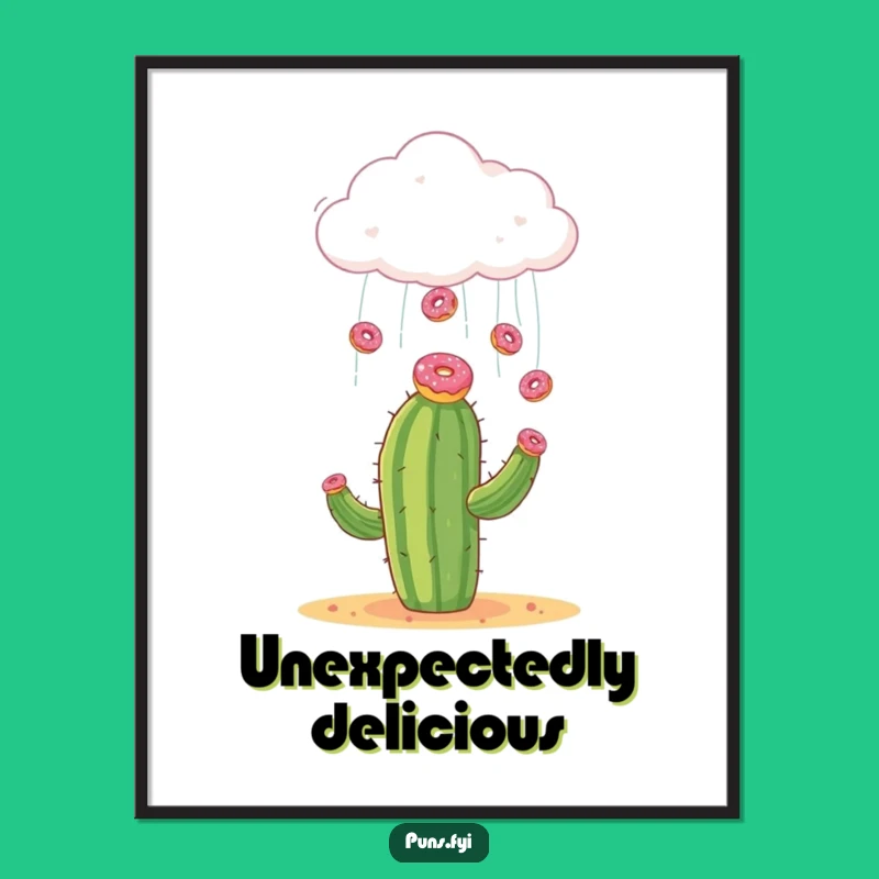 Funny Donut Cloud Cactus Poster: Sweet Wall Art for a Hilarious Surprise!
