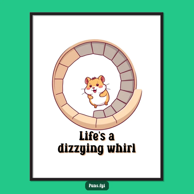 Funny Hamster Poster: Spiral Stair Action Artwork for an Energetic Funny Gift