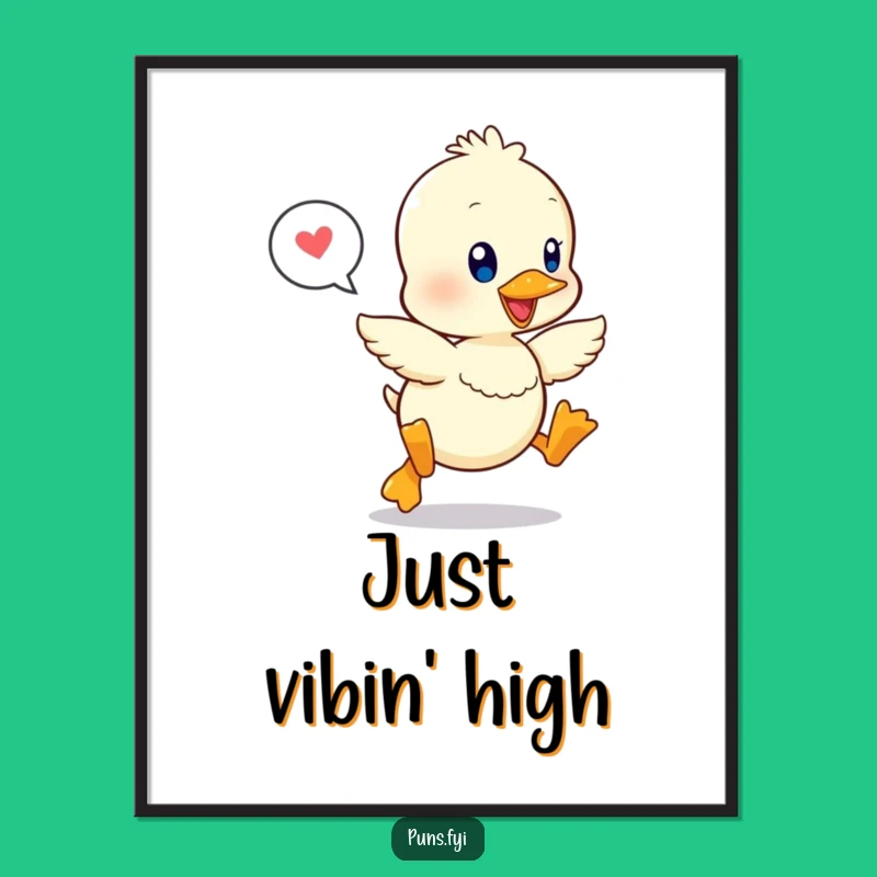 Funny Happy Duckling Poster: Adorable Kawaii Art for a Joyful Space