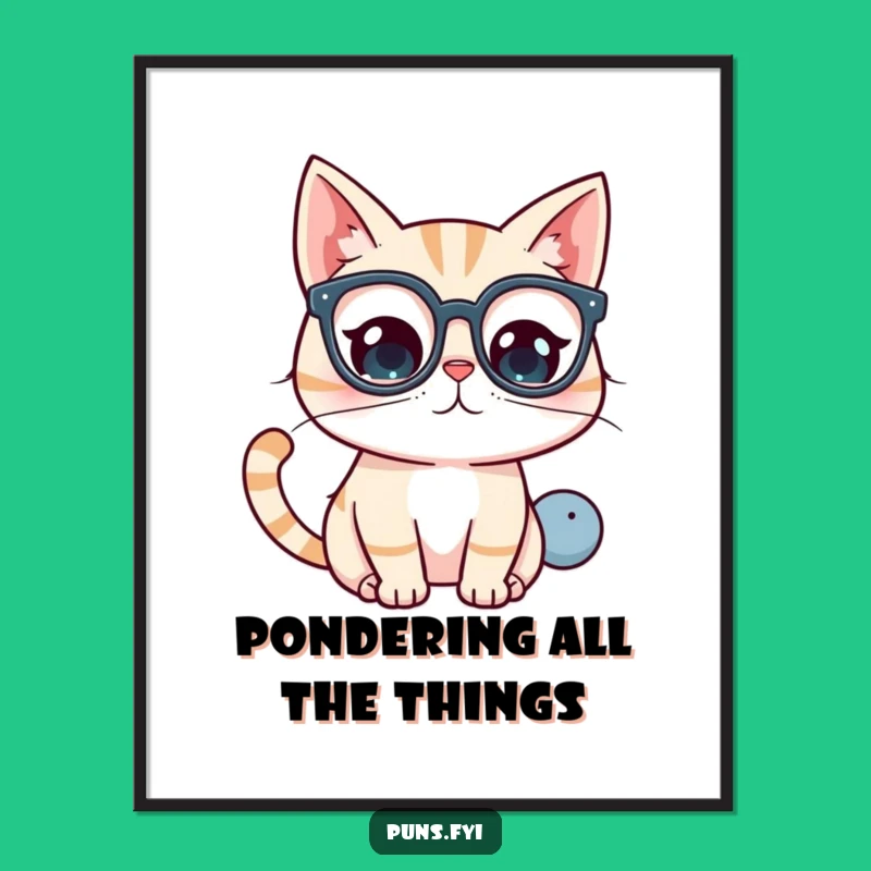 Funny Kawaii Cat Glasses Poster - Curious Art Gift for Inquisitive Minds