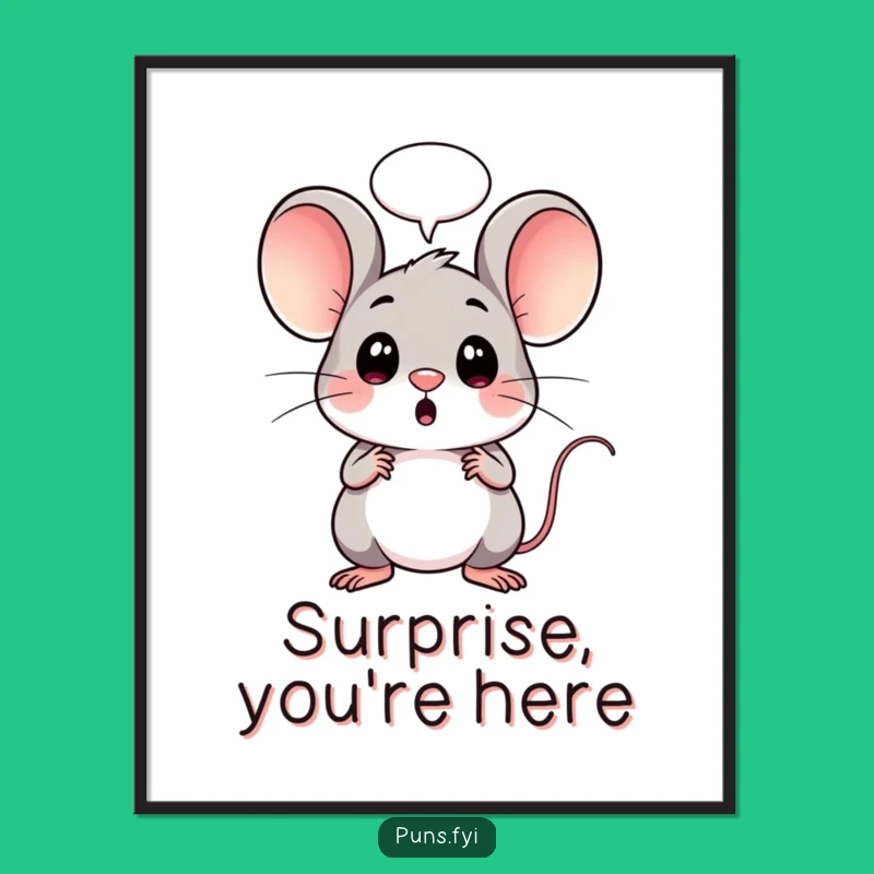 Funny Surprise Mouse Poster: Adorable Kawaii Art for a Shockingly Fun Room