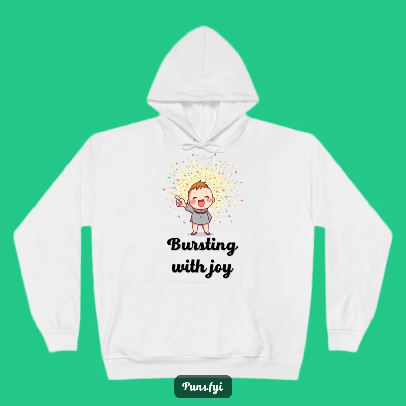 Funny Confetti Burst Hoodie: Enthusiastic Character Comfort for Festive Vibes