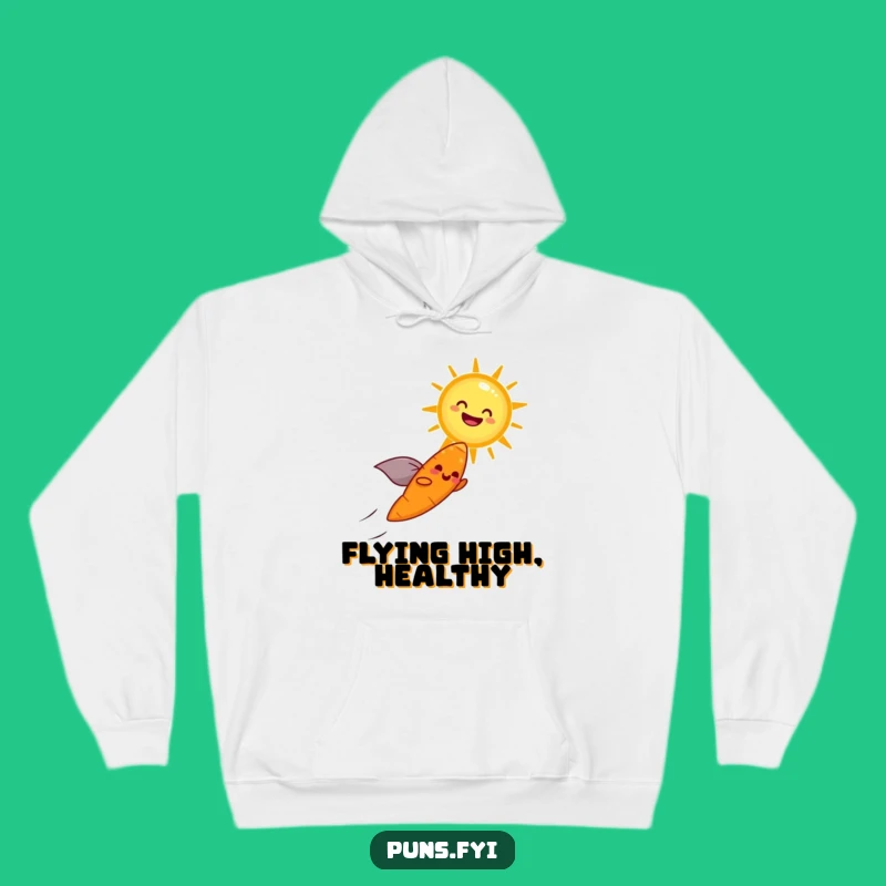Funny Carrot Hero Hoodie: Cozy Sunny Flight Design, Perfect Humorous Gift for Optimists