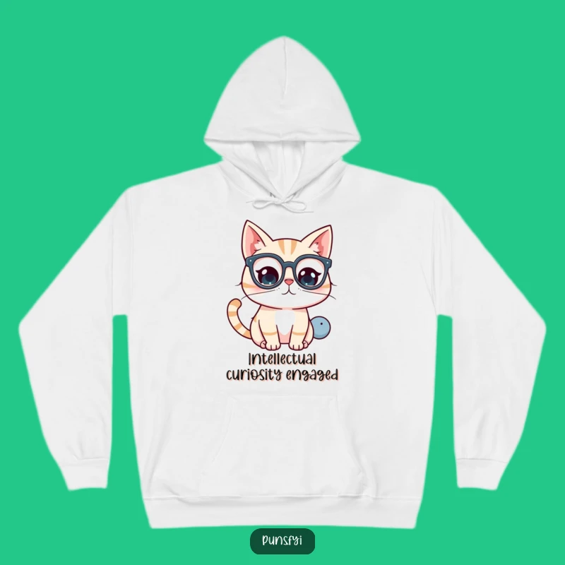 Funny Kawaii Cat Glasses Hoodie - Cozy Curiosity Gift for Thinkers
