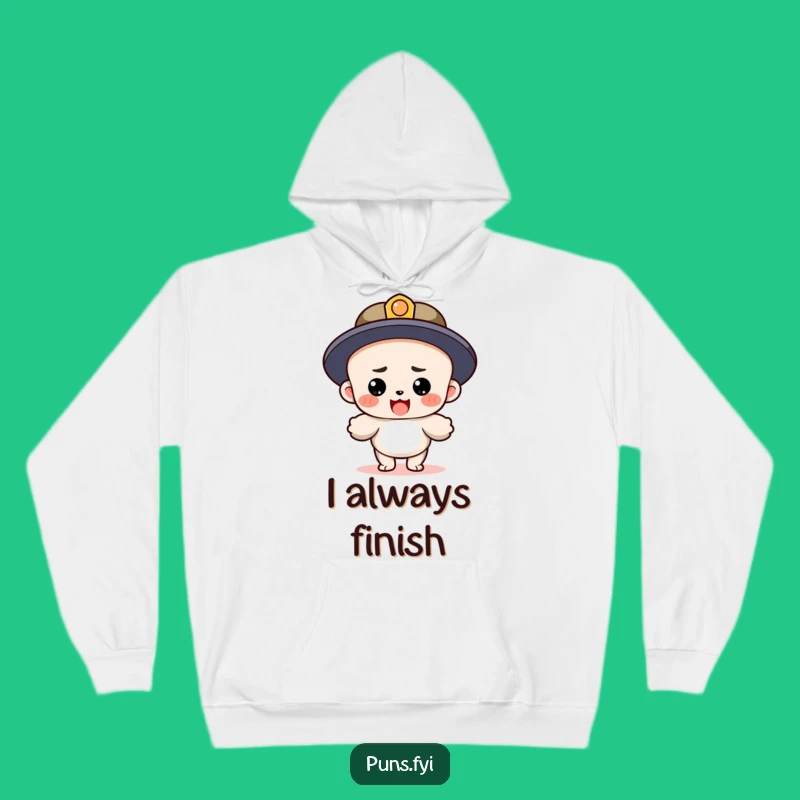 Cozy Funny Period Character Hoodie: Landing After a Long Sentence!