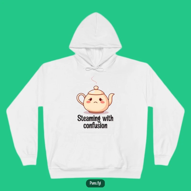 Funny Confused Teapot Hoodie: Cozy Up with Puzzling Thoughts and Warmth!