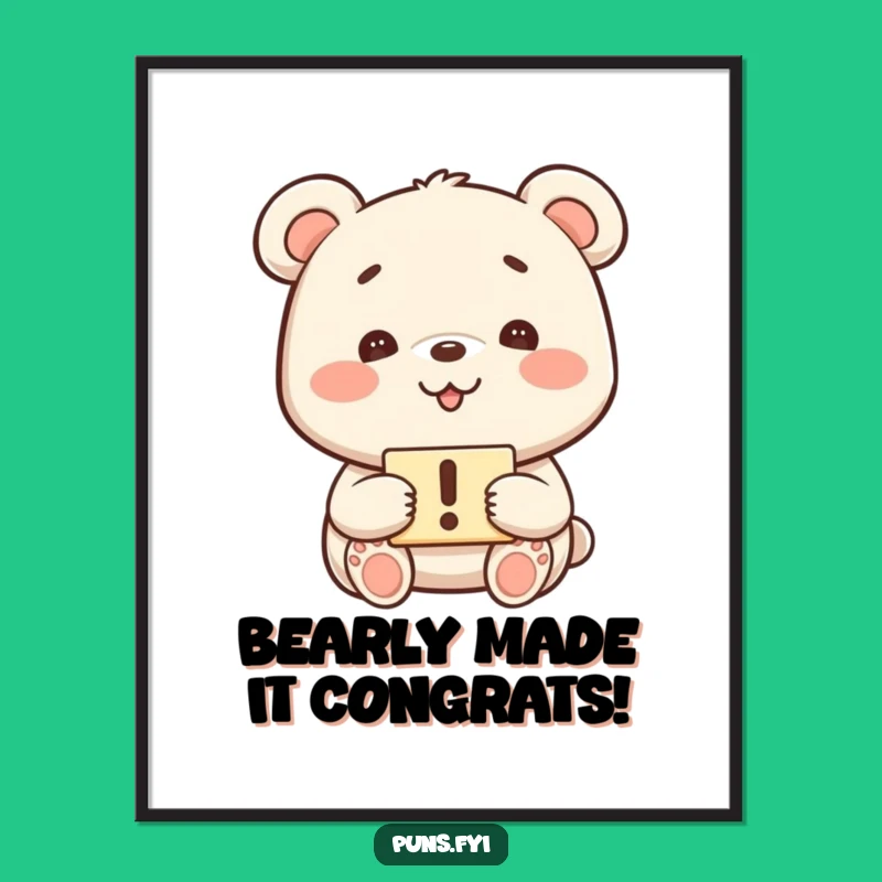 Free Printable Wall Art: Funny Grinning Bear, Exclamation Mark Decor, Downloadable Humor, Print at Home