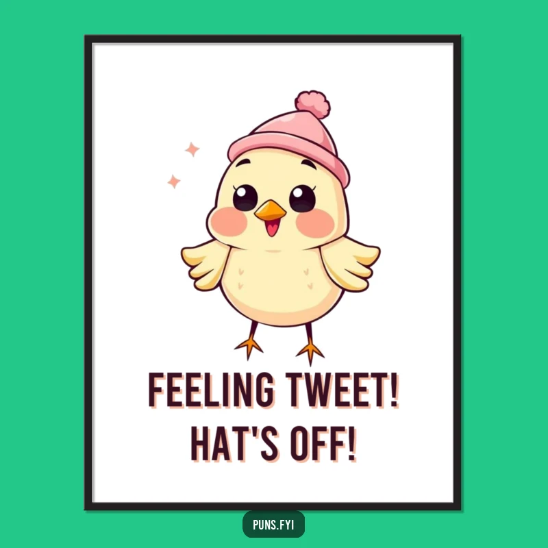 Free Printable Chirpy Bird Wall Art - Tiny Hat Funny Decor downloadable gift!