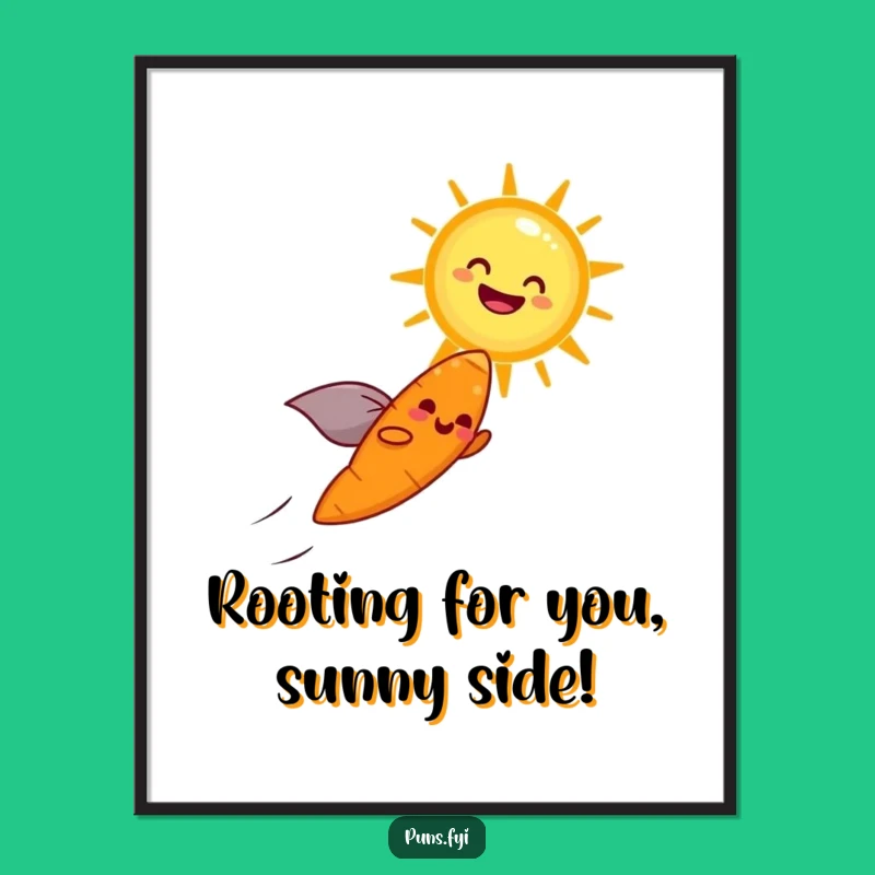 Free Printable Wall Art: Flying Carrot Sun Hero, Cheerful Motivation Download