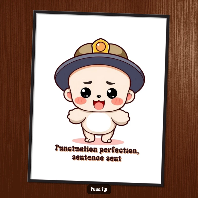 Funny Free Printable Wall Art: Period character landing confidently after a long sentence, a witty piece for any room.