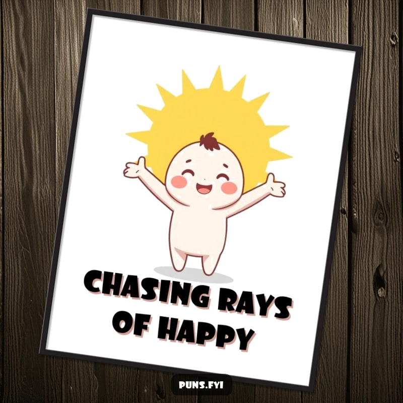 Funny Free Printable Wall Art featuring a happy character embracing a sunbeam, bringing warmth, light, and smiles to any room.