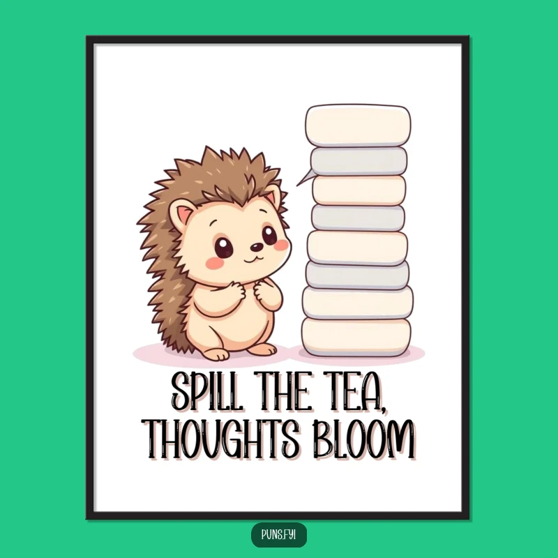 Funny Free Printable Wall Art: Thoughtful Kawaii Hedgehog! Wise Downloadable Art