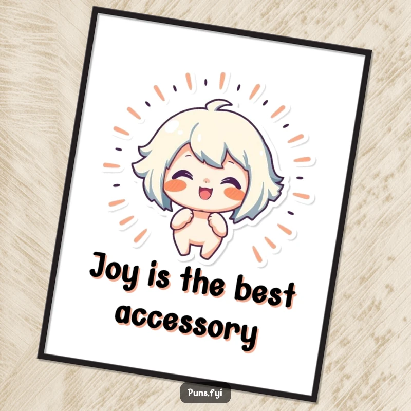 Funny free printable wall art of a character emitting radiating lines of pure joy and happiness.