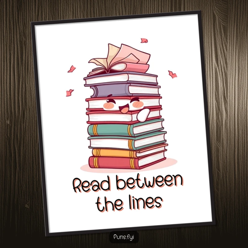 Funny Free Printable Wall Art: A joyful stack of books with pages fluttering playfully, symbolizing the magic and fun of literature.