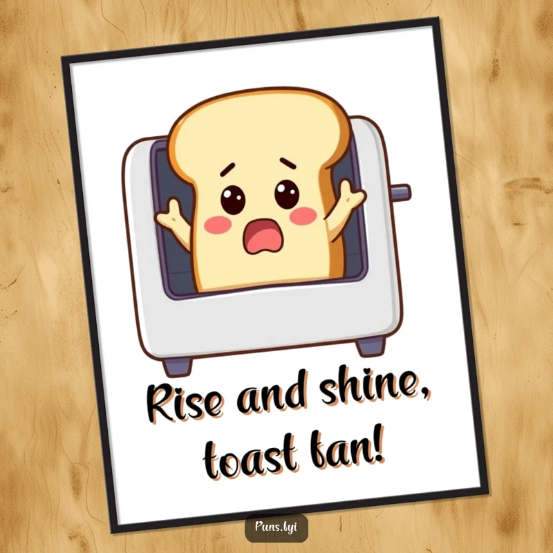 Funny Free Printable Wall Art: A surprised loaf of bread with arms reaching into a toaster, bringing kitchen humor.