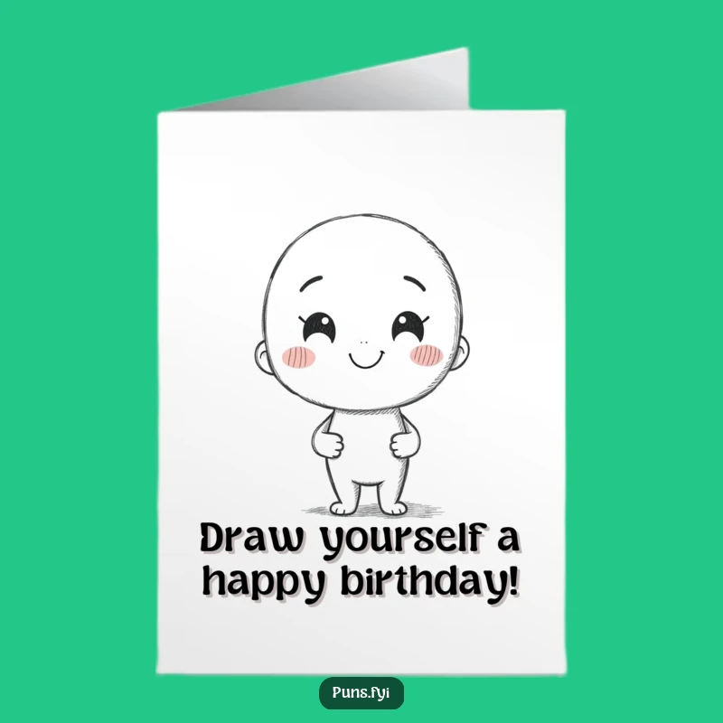 Free Printable Bday Card: Smiling Pencil, Whimsical Line, Perfect Downloadable Gift