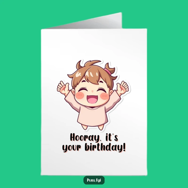 Free Printable Birthday Card: Joyful Character Cheering Funny Downloadable Gift