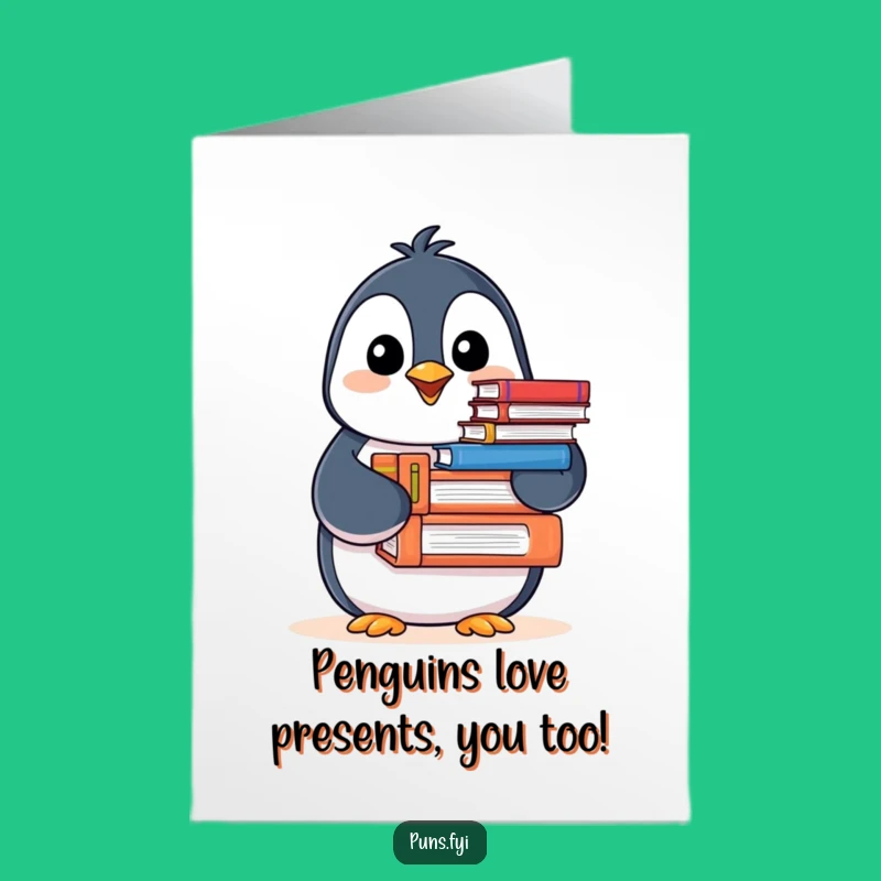 Free Printable Funny Penguin Bookworm Birthday Card - Easy Downloadable Gift!