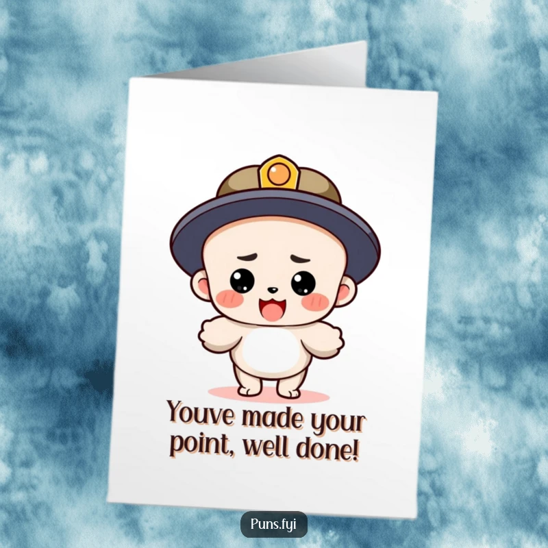 Funny Free Printable Congratulations Card: Punny sentence character landing triumphantly, celebrating success with humor.