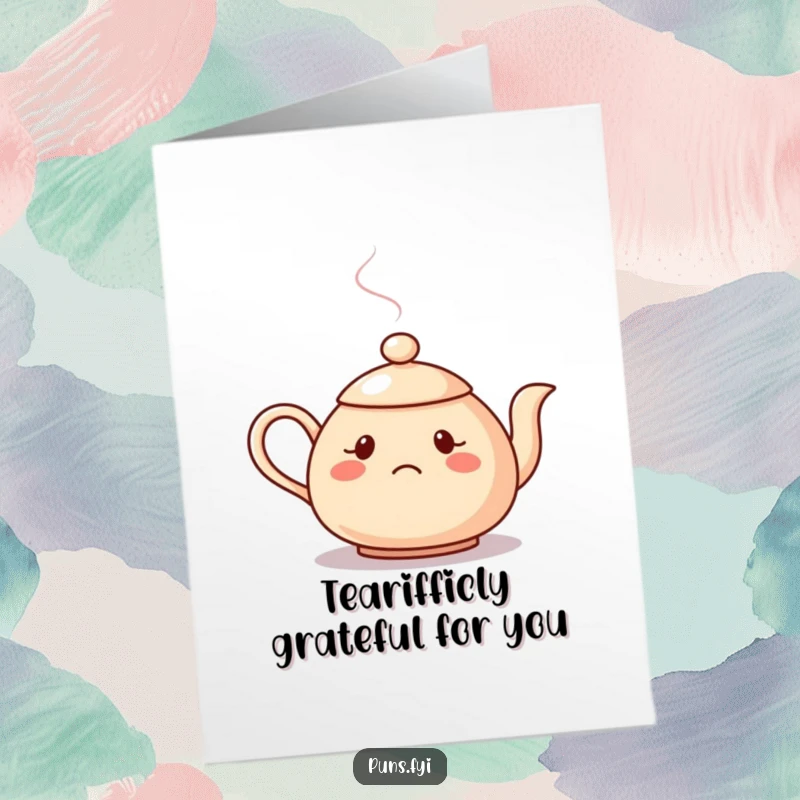 Funny Free Printable Thank You Card: A teapot with a question mark steam spout looks utterly confused. A unique gift.