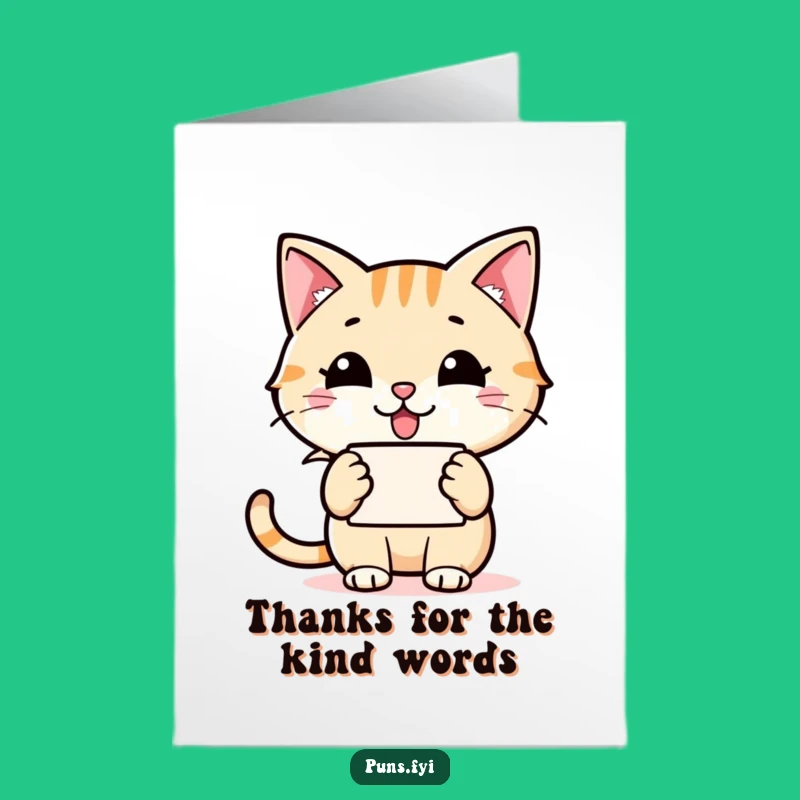 Free Printable Thank You Card: Happy Cat Grinning Word - Funny Downloadable Gift!