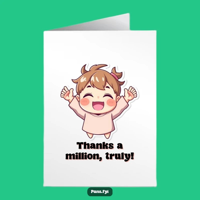 Free Printable Thank You Card: Happy Character Cheering Funny Downloadable Gift