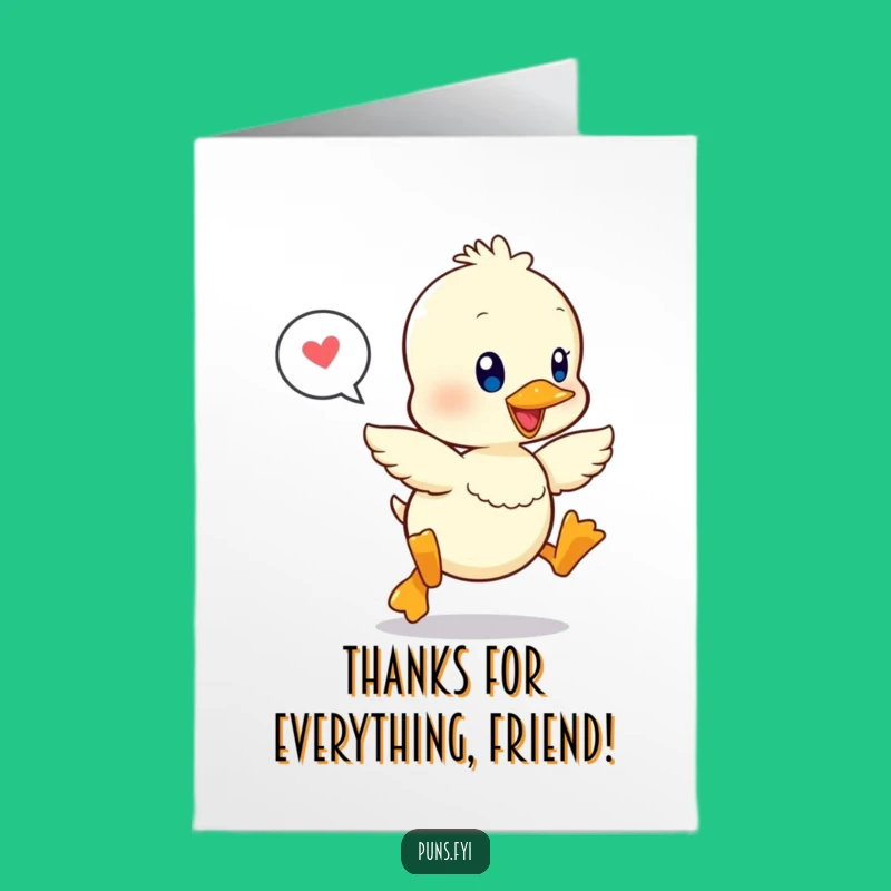 Free Printable Thank You Card: Happy Kawaii Duckling! Grateful Downloadable DIY Gift
