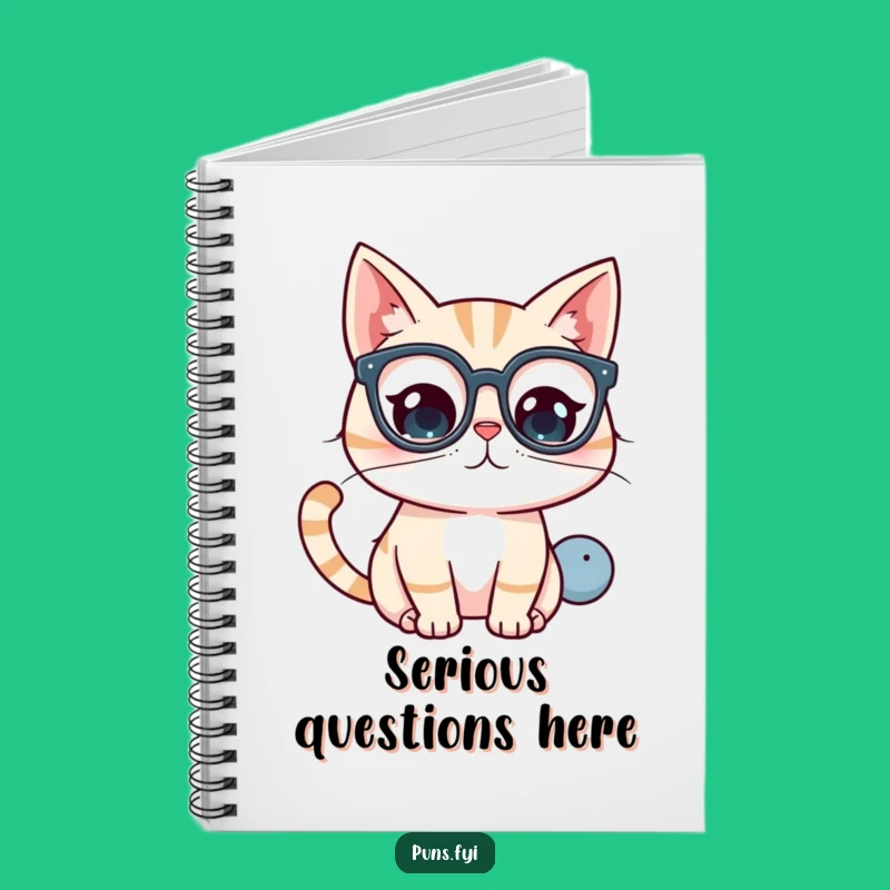 Funny Kawaii Cat Glasses Notebook - Curious Ideas Journal Gift
