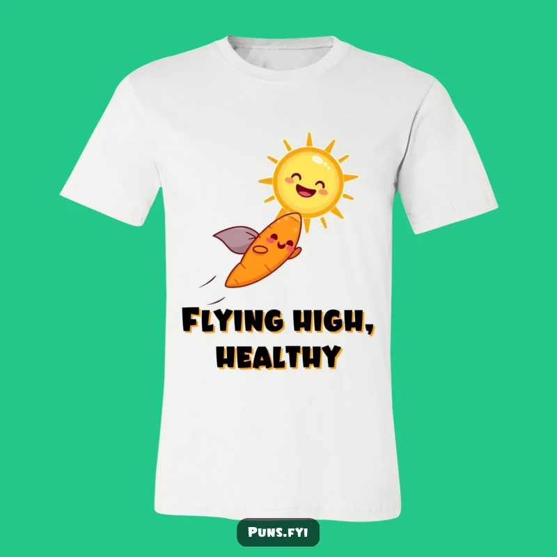 Funny Carrot Hero T-Shirt: Sunny Airborne Design, Hilarious Gift for Health Enthusiasts