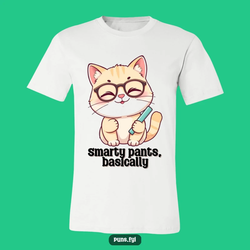 Funny Winking Cat Chalk T-Shirt - Smart Scholar Tee, Hilarious Gift