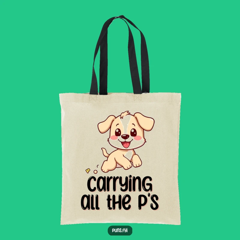 Funny Puppy Chasing P Tote Bag: Spacious & Hilarious Dog Lover Accessory
