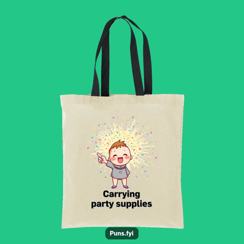 Funny Confetti Burst Tote Bag: Enthusiastic Character Accessory for Festive Outings