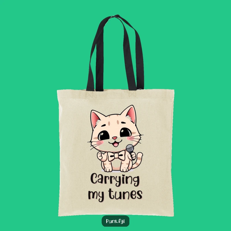 Funny Cat Microphone Tote Bag: Stylish Performer Accessory - Gift