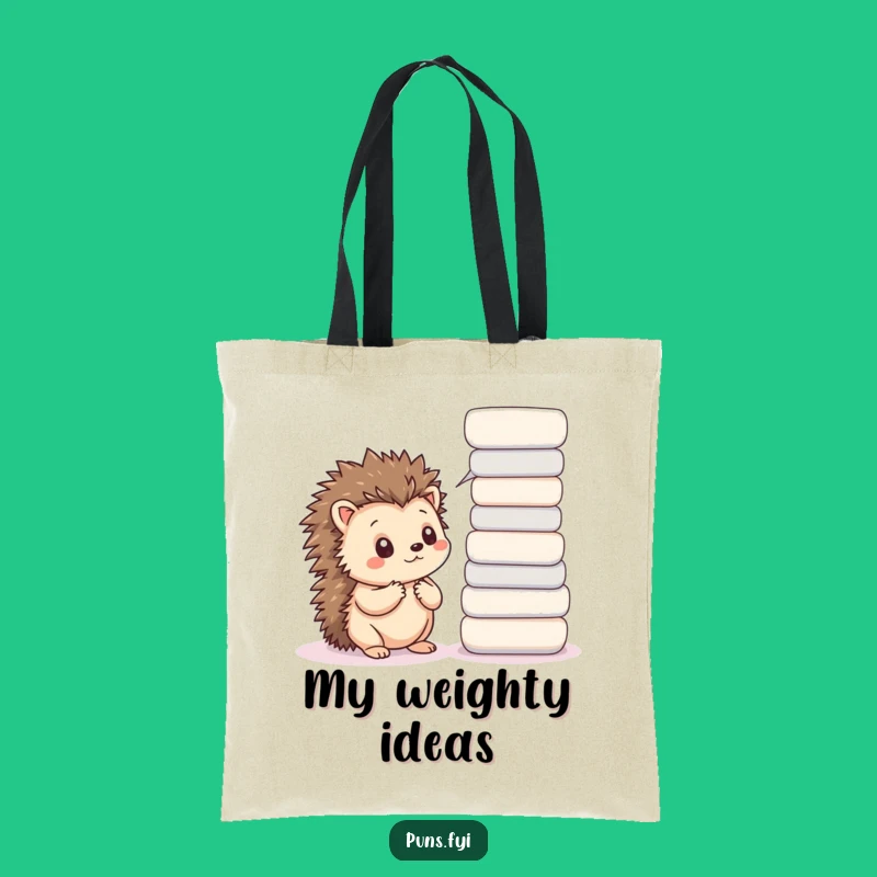 Funny Thoughtful Hedgehog Tote Bag: Carry Your Wisdom with This Cute Kawaii Bag