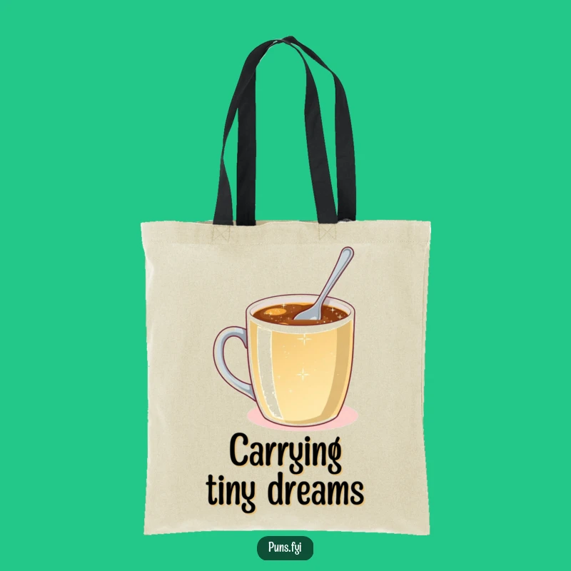 Funny Tiny Spoon Tote Bag: Effortful Stirring Design, Practical & Hilarious Gift for Coffee Runs